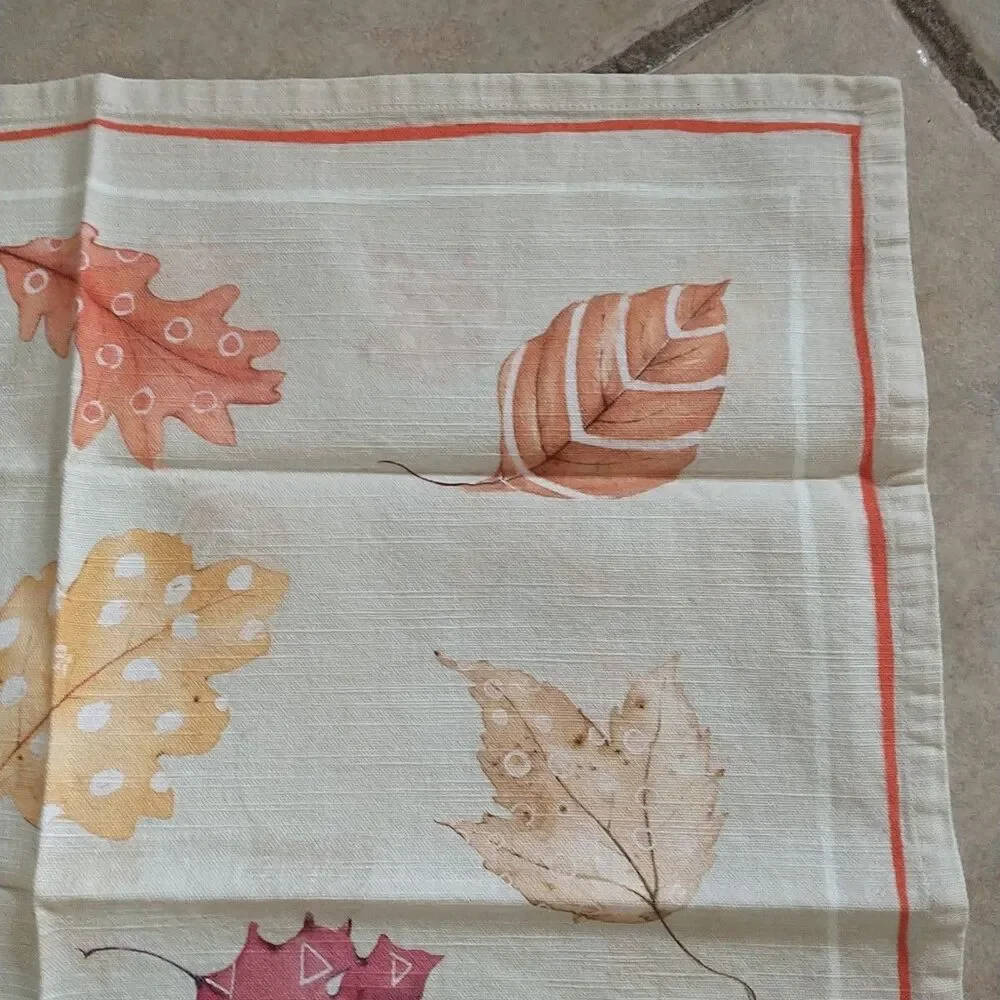 Maison d'Hermine Cloth Napkins Leaf Print Fall Cotton Set of 12x Square 20x20”